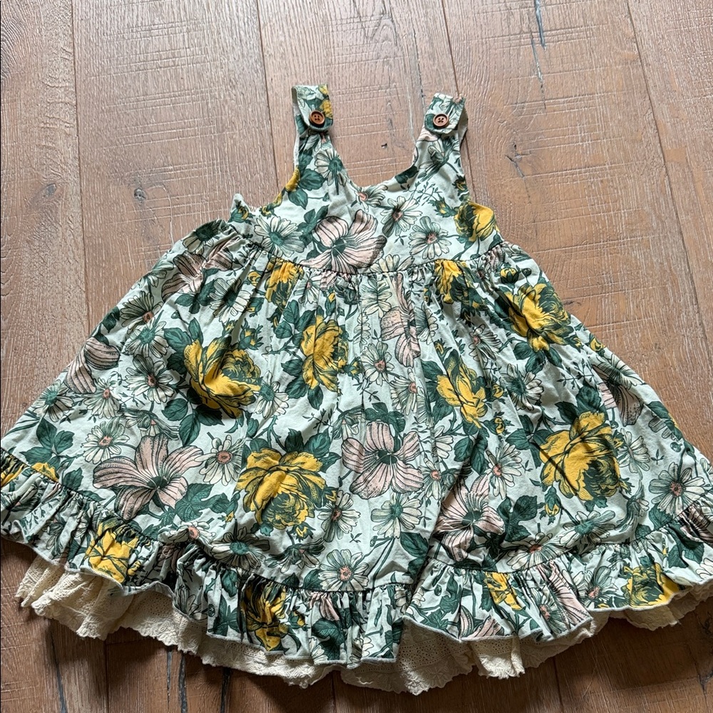 SweetHoney Floral Dress with Yellow and Green